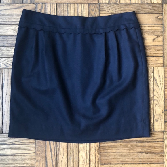 J.Crew Navy Wool Scallop Trim Mini Skirt - Picture 2 of 9